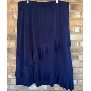 Linea by Louis Dell’Olio Ruffled Navy Maxi Skirt Size XL